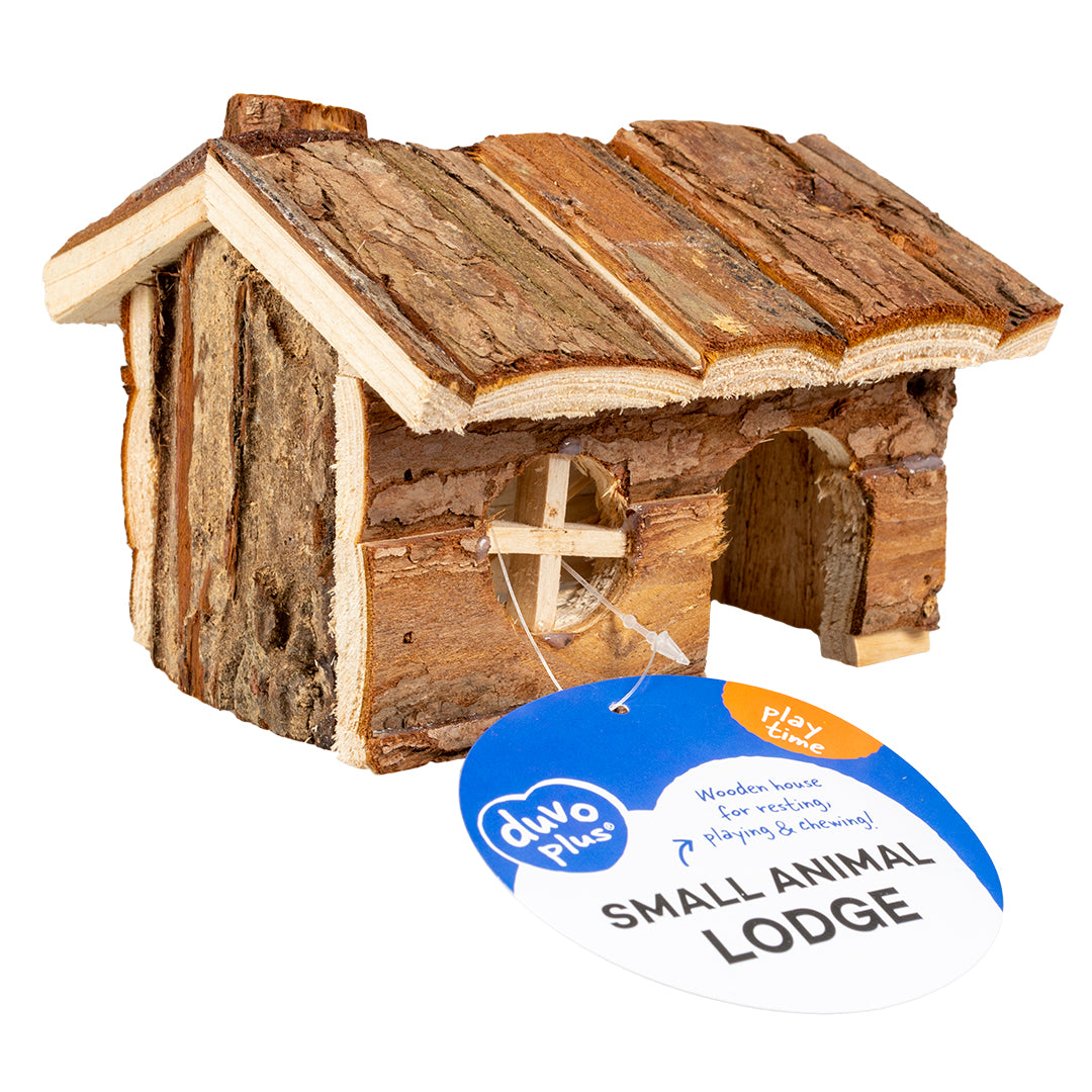 Duvo+ Wooden Lodge for Small Animals – 15x11x12cm