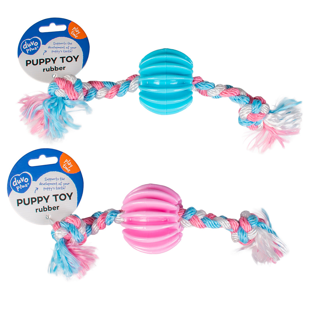 Duvo+ Puppy TPR Treat Ball Dog Toy with Nylon Rope – 30cm