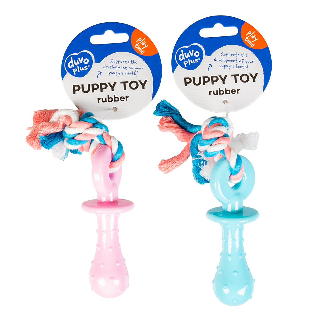 Duvo+ Puppy Teether Dog Toy with Rope – TPR 18cm Chew Toy