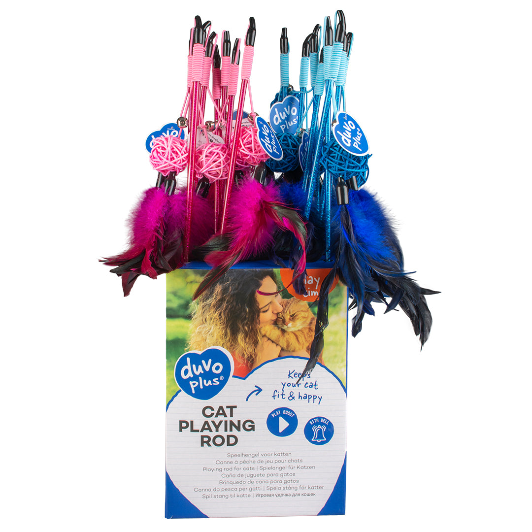 Duvo+ Playing Rod with Willow Ball – Mixed Colors, 47x3.8x3.5cm Cat Toy