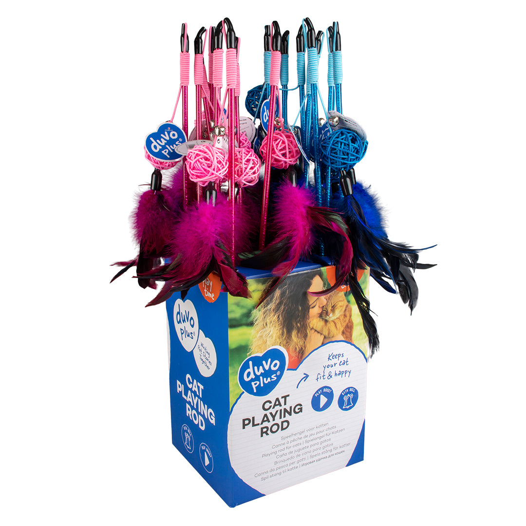 Duvo+ Playing Rod with Willow Ball – Mixed Colors, 47x3.8x3.5cm Cat Toy