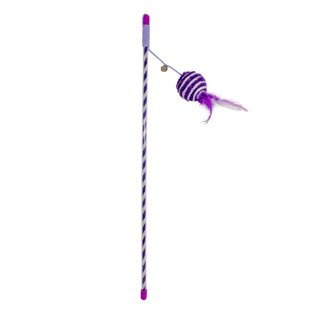 Duvo+ Playing Rod with Glitter Ball – Purple, 46x4x3.5cm Cat Toy