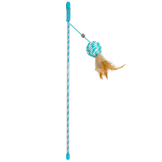 Duvo+ Catchy Cat Wand Toy – Paper Ball Blue, 41x4x3.5cm