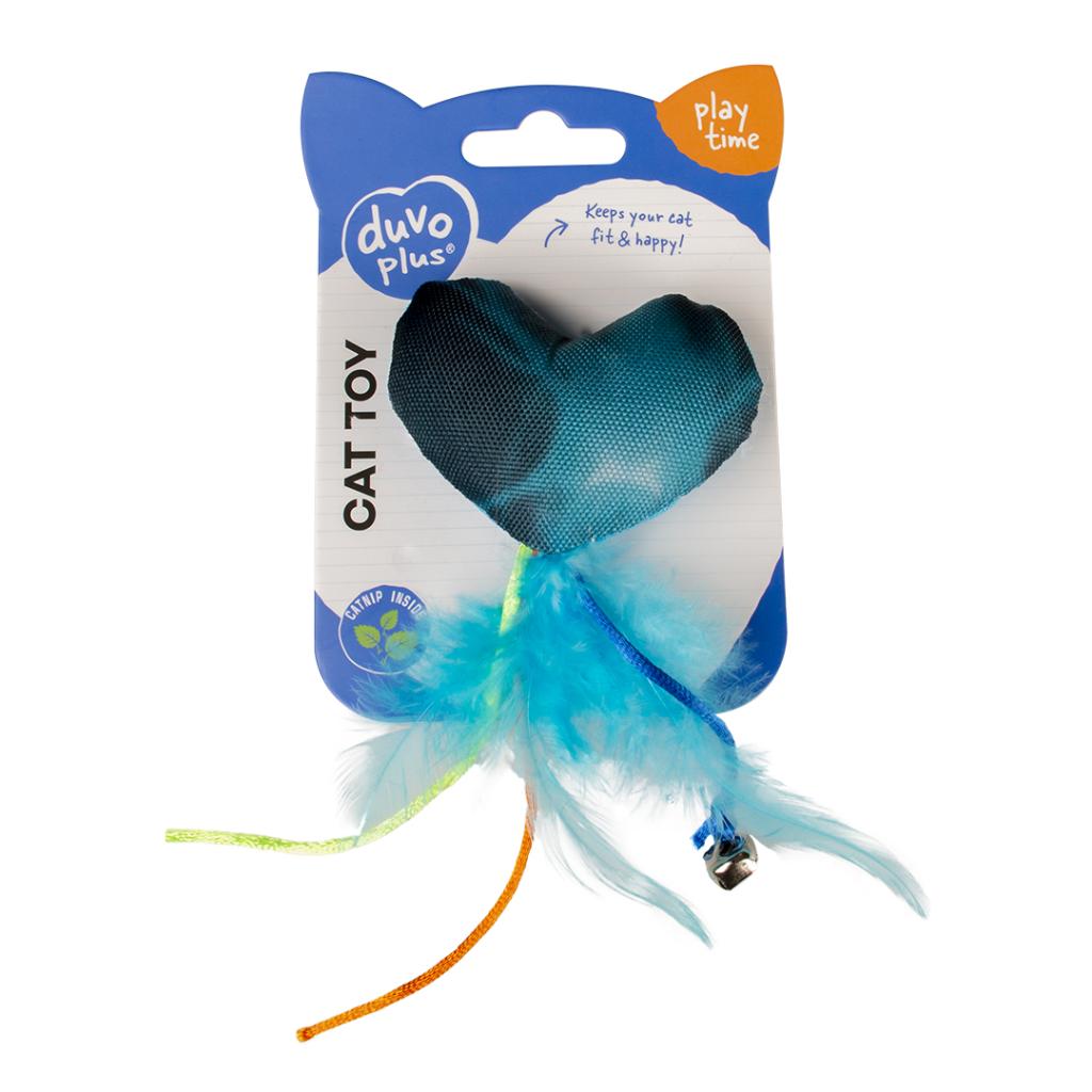 Duvo+ Flashing Heart Feather Cat Toy – 16.5cm Blue/Green