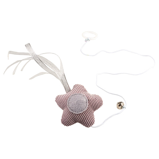 Duvo+ Cushy Star Cat Toy with Elastic & Bell – Grey 17.5x6.5x3cm