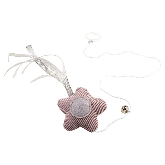 Duvo+ Cushy Star Cat Toy with Elastic & Bell – Grey 17.5x6.5x3cm