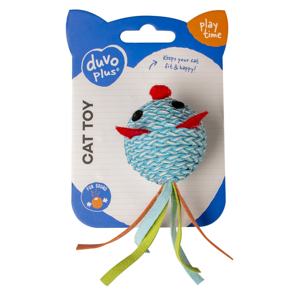 Duvo+ Jolly Mouse Ball Cat Toy – Blue, 13x4.5x5cm