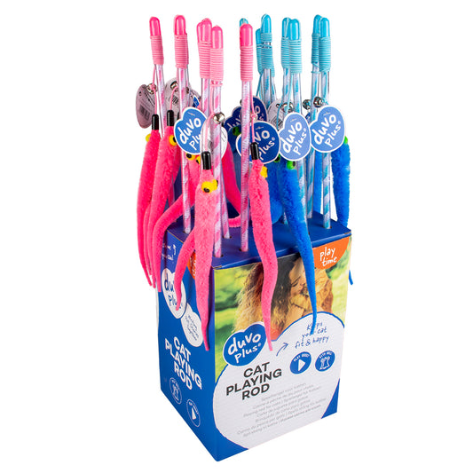 Duvo+ Catchy Cat Wand Toy – Snake Mix Colors, 45.5x2x1cm
