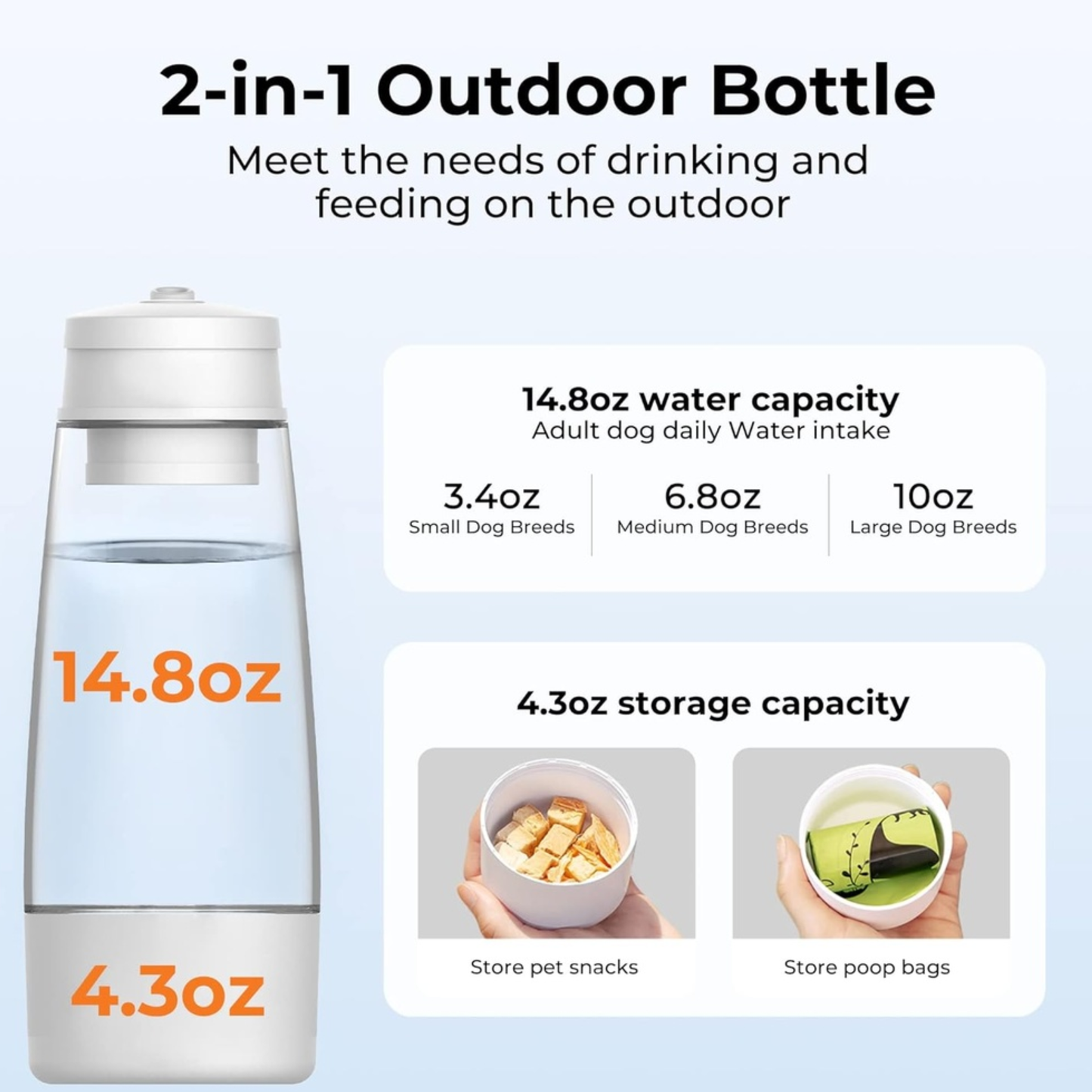 Dogness Water Bottle With Food Storage - Pink