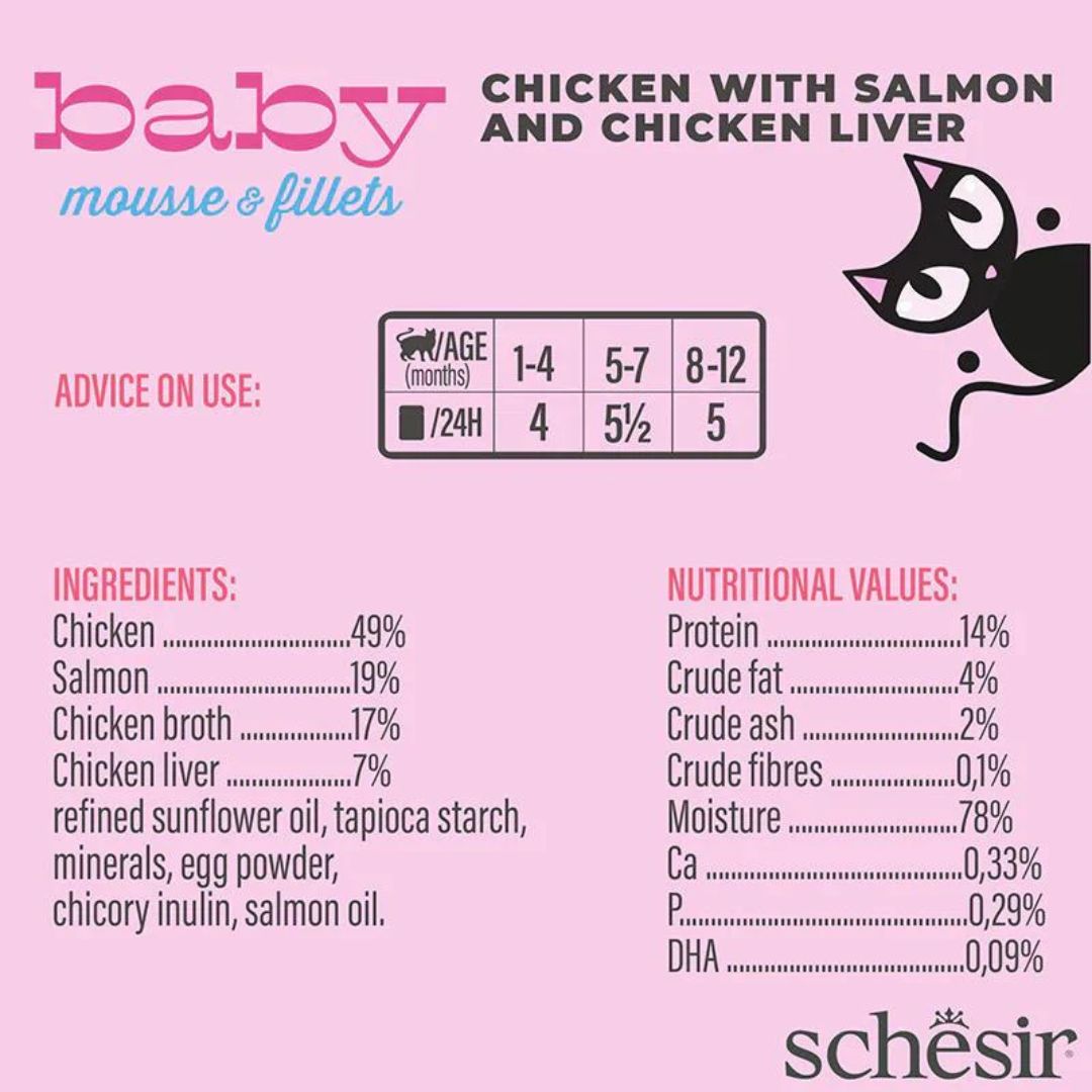 Schesir Baby Cat Mousse & Fillet Multipack Chicken, Salmon & Liver 165G