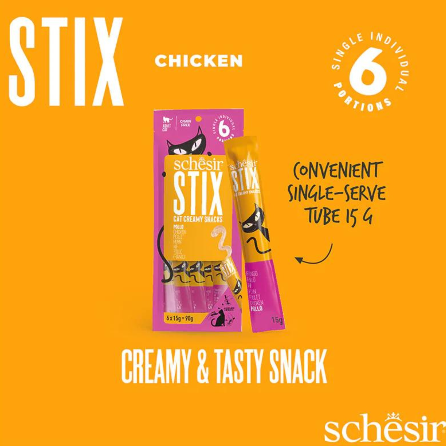 Schesir Cat Creamy Treat Stix Chicken - 6x15G