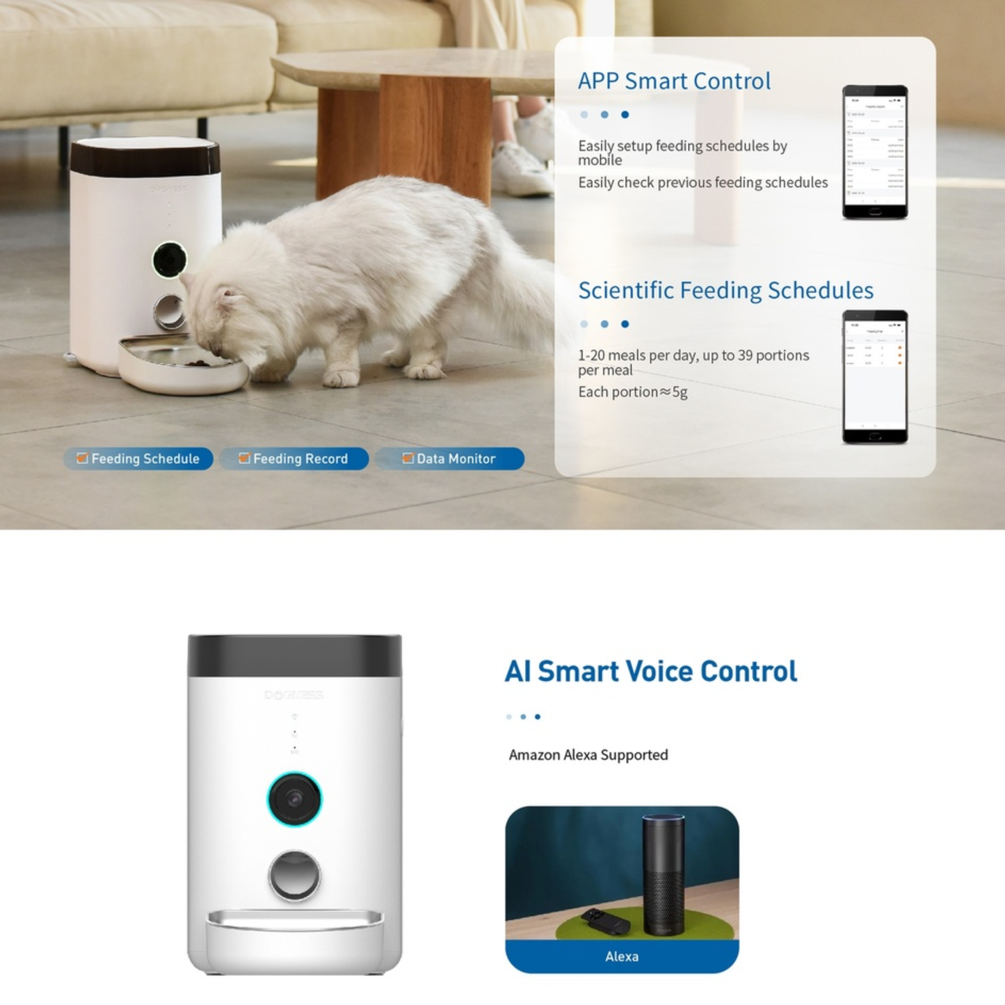 Dogness Panoramic Cam Smart Feeder Pet Food Dispenser App Control- 3.6L