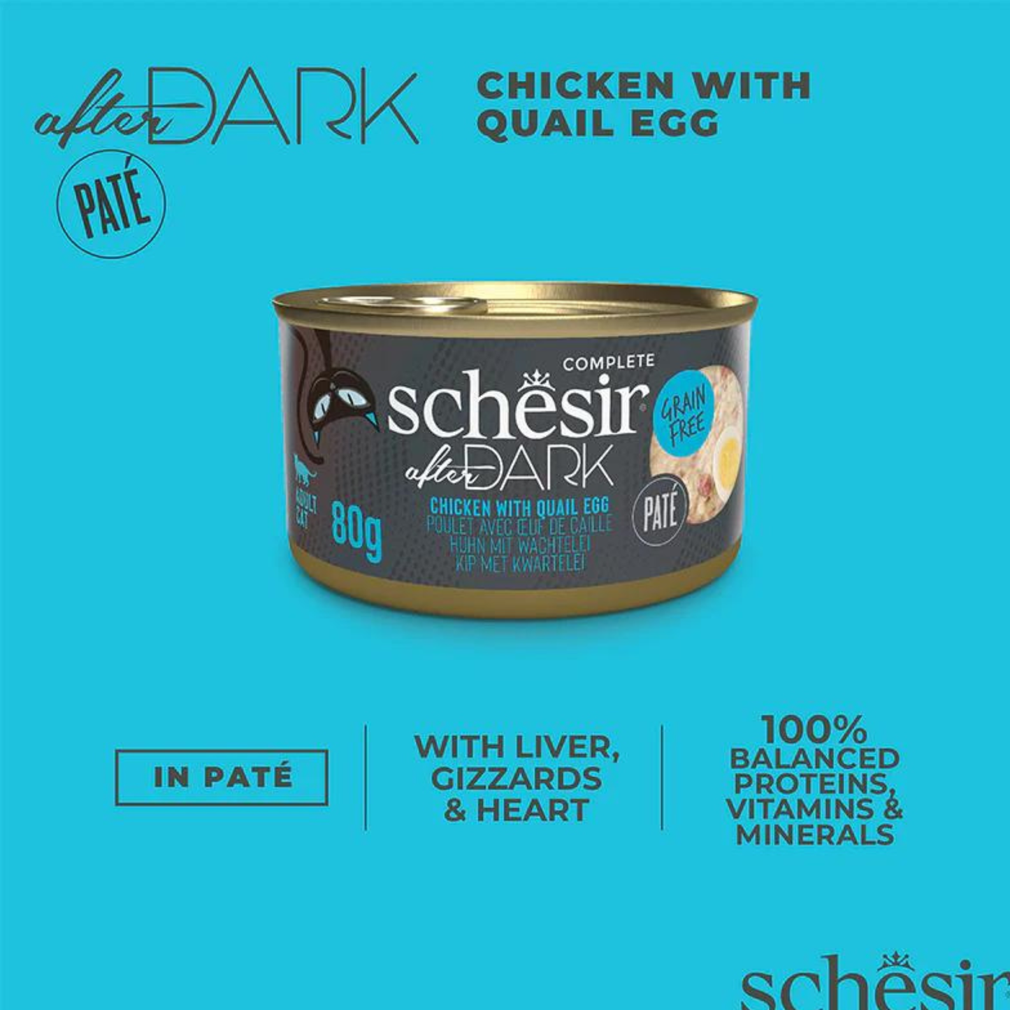 Schesir After Dark Cat Pate Chicken & Quail Egg Premium Treat - 80G