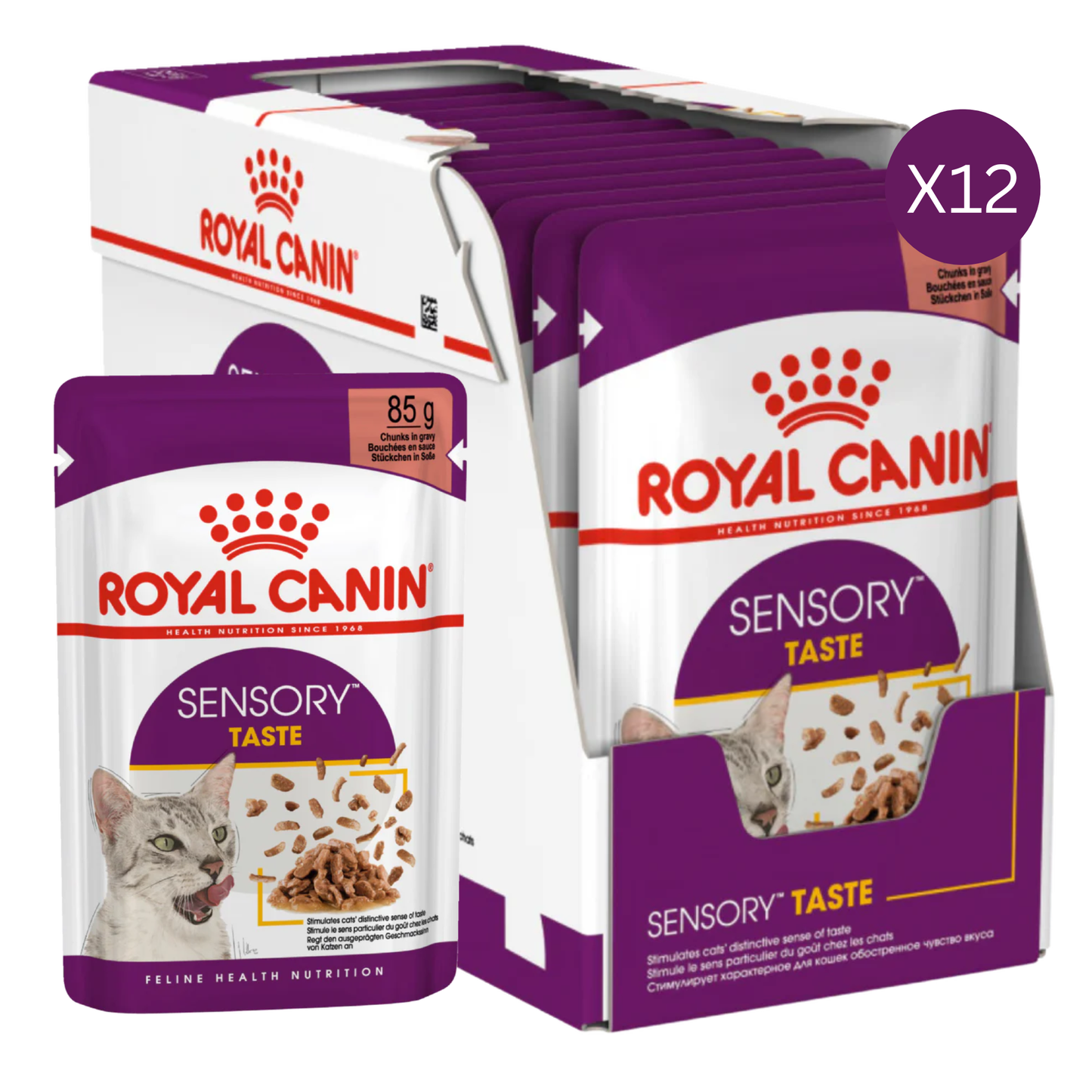 Royal Canin Feline Health Nutrition Sensory Taste Gravy Cat Wet Food - 12x85g