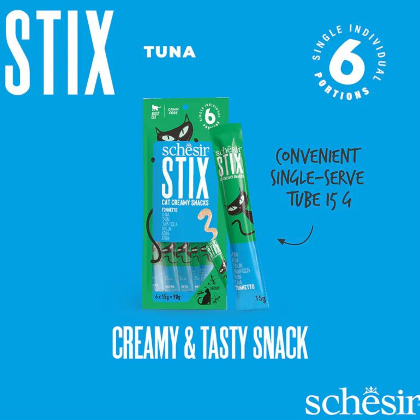 Schesir Cat Creamy Treat Stix Tuna - 6x15G