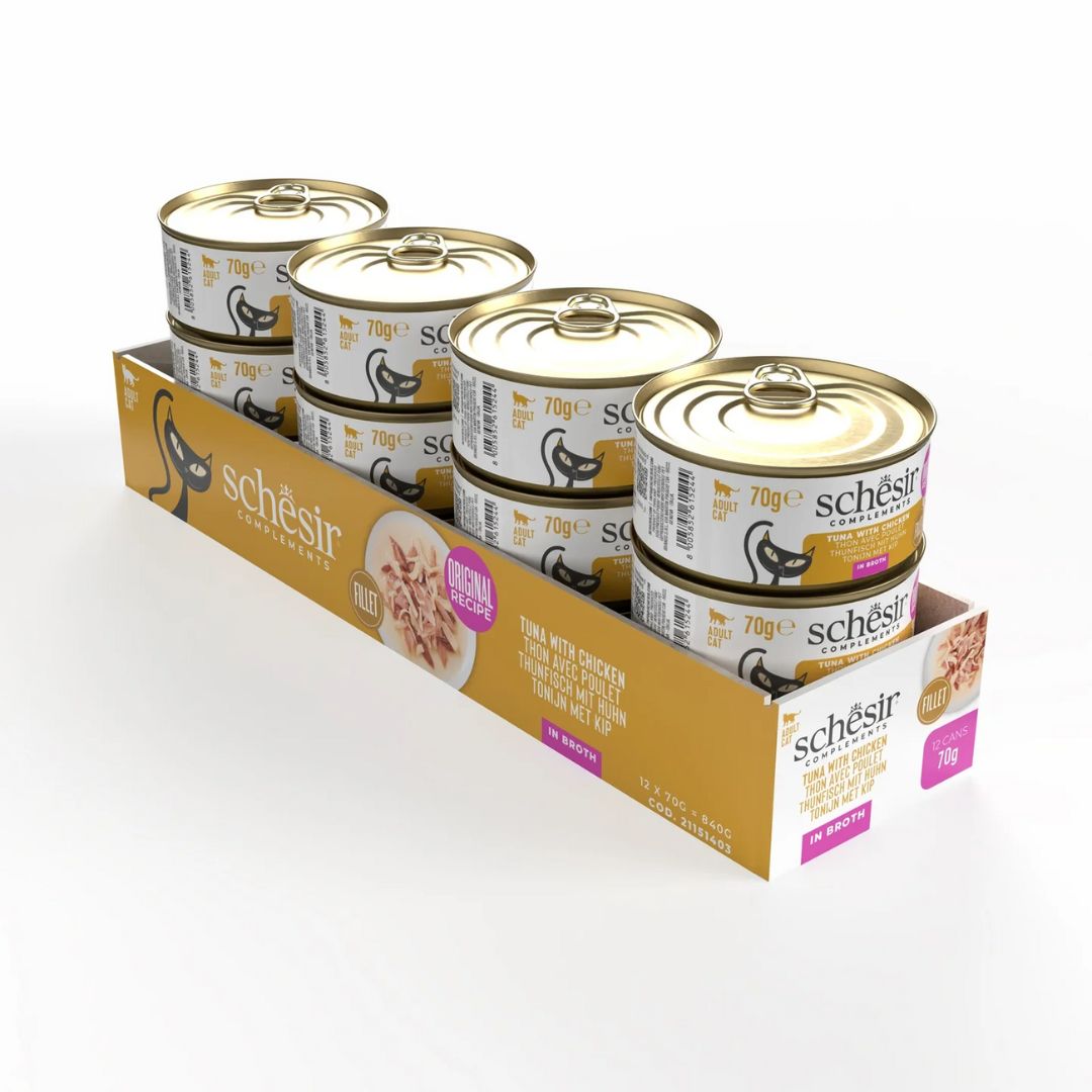 Schesir Wet Cat Food In Broth Can-Tuna With Chicken 70g