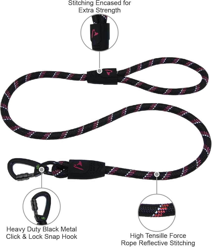 Doco® 20 Rope Leash W/ Ergocurve Foam Handle Ver.2 (Dcrope2020)Color: Black, Sizes: L