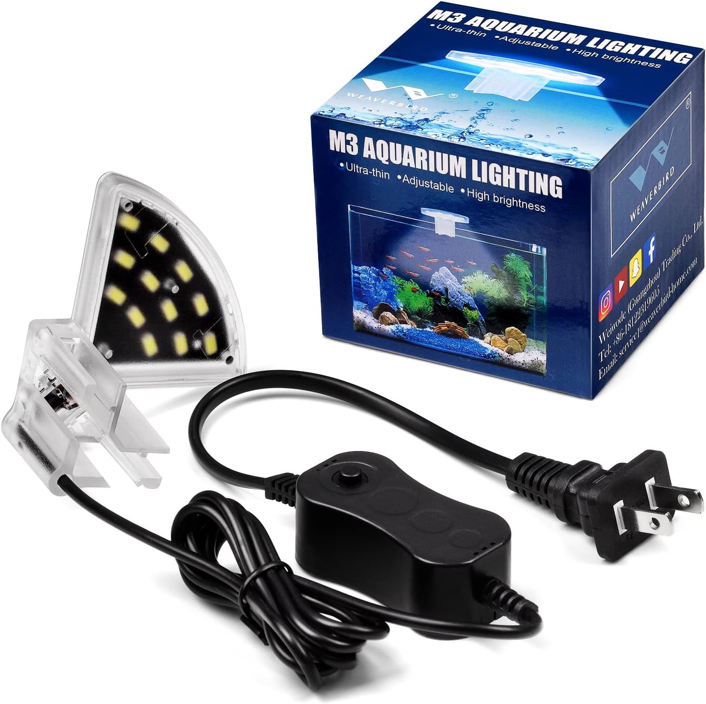 Roxin LED Top Light White – 5W Slim Aquarium Fixture