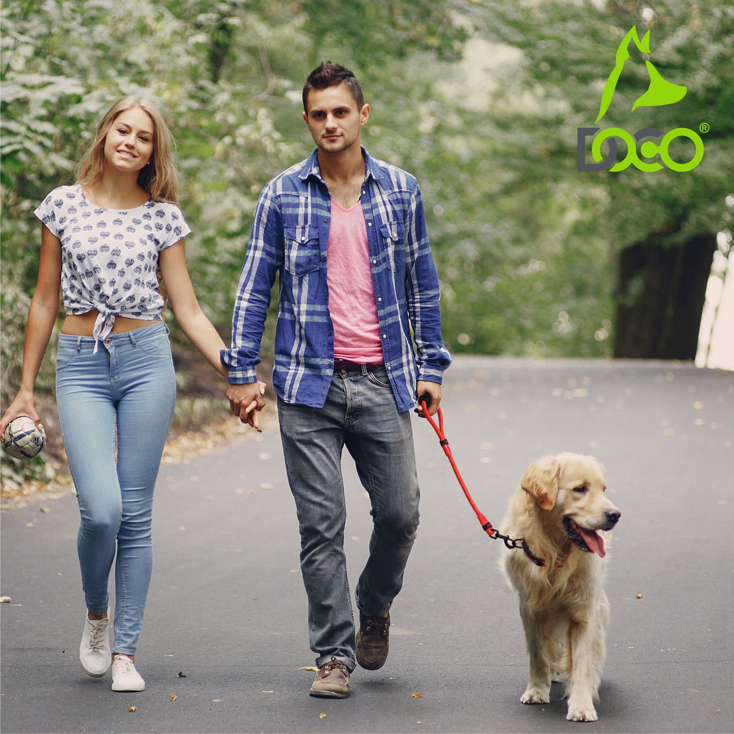 Doco 20" Rope Dog Leash with Ergocurve Foam Handle – Red, Large