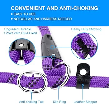 Doco Reflective Rope Leash With Plastic Encased Handle Loop (1/2 Width) - 6Ft - Large - Dcrope2072