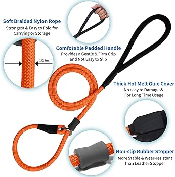 Doco Reflective Rope Leash With Plastic Encased Handle Loop (1/2 Width) - 6Ft - Large - Dcrope2072