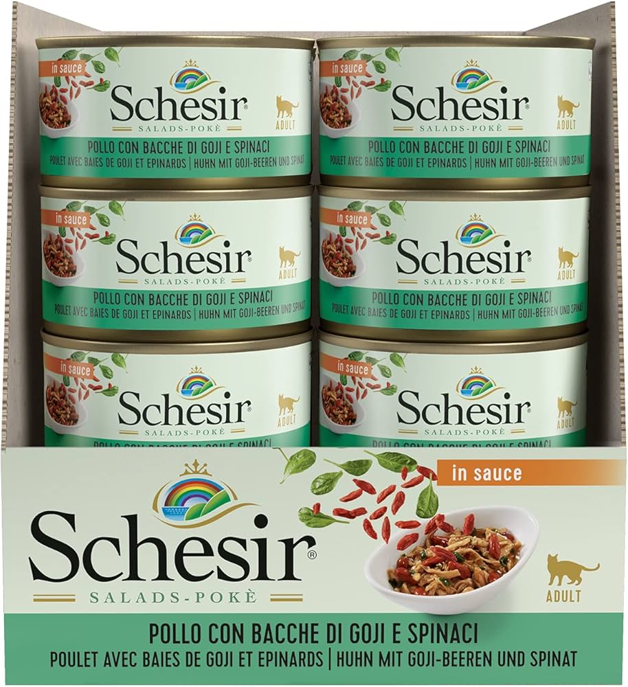 Schesir Salad Cat Wet Food Chicken With Gojiberries And Spinach- (Min Order 85G- 14Pcs)Weight: 85G