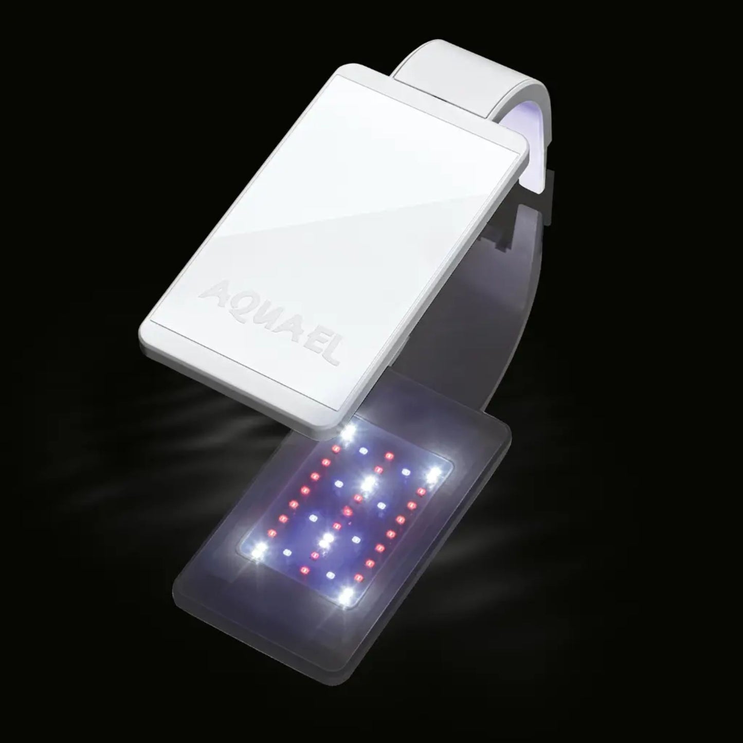 White LED light with 'Aqua' branding on a black background