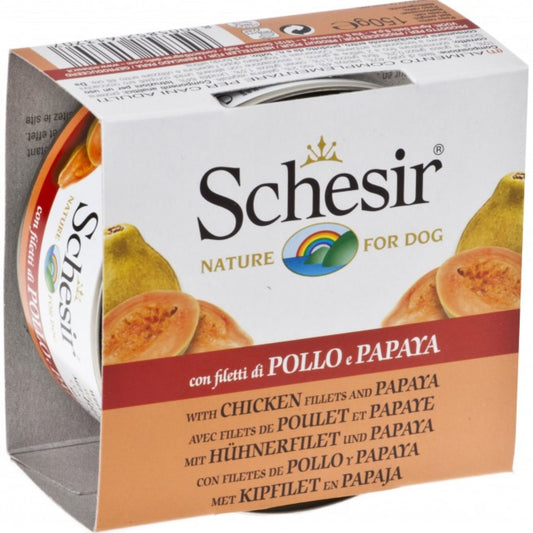 Schesir Dog Wet Food Chicken Fillets with Papaya 150G
