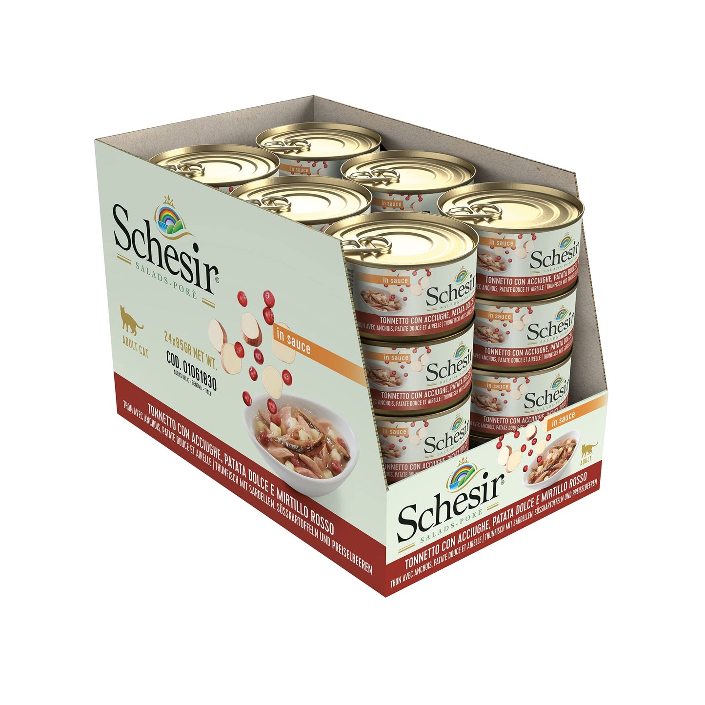 Schesir Salad Cat Wet Food Tuna And Anchovy With Sweet Potatoes And Cranberries -(Min Order 85G- 14Pcs)Weight: 85G