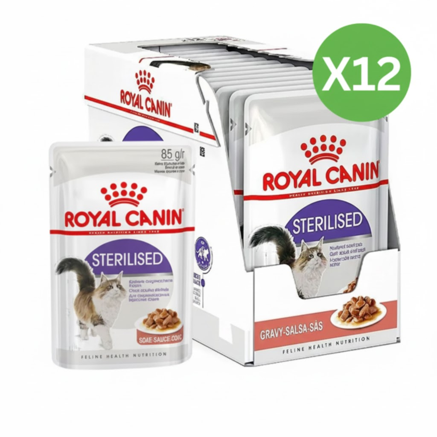 Royal Canin Feline Health Nutrition Sterilised Gravy Cat Wet Food - 12X85G