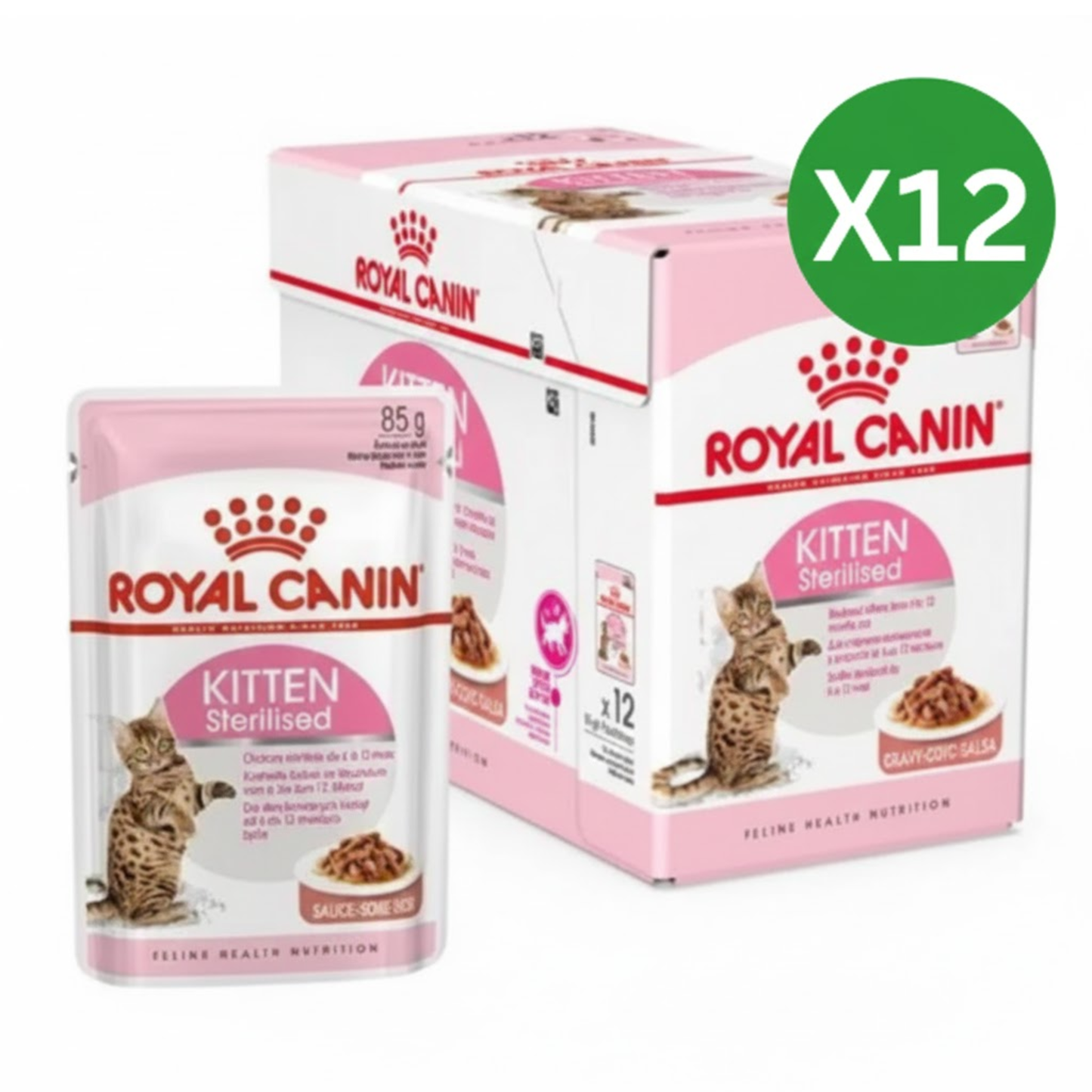 Royal Canin Feline Health Nutrition Kitten Sterilised Gravy Cat Wet Food - 12X85G