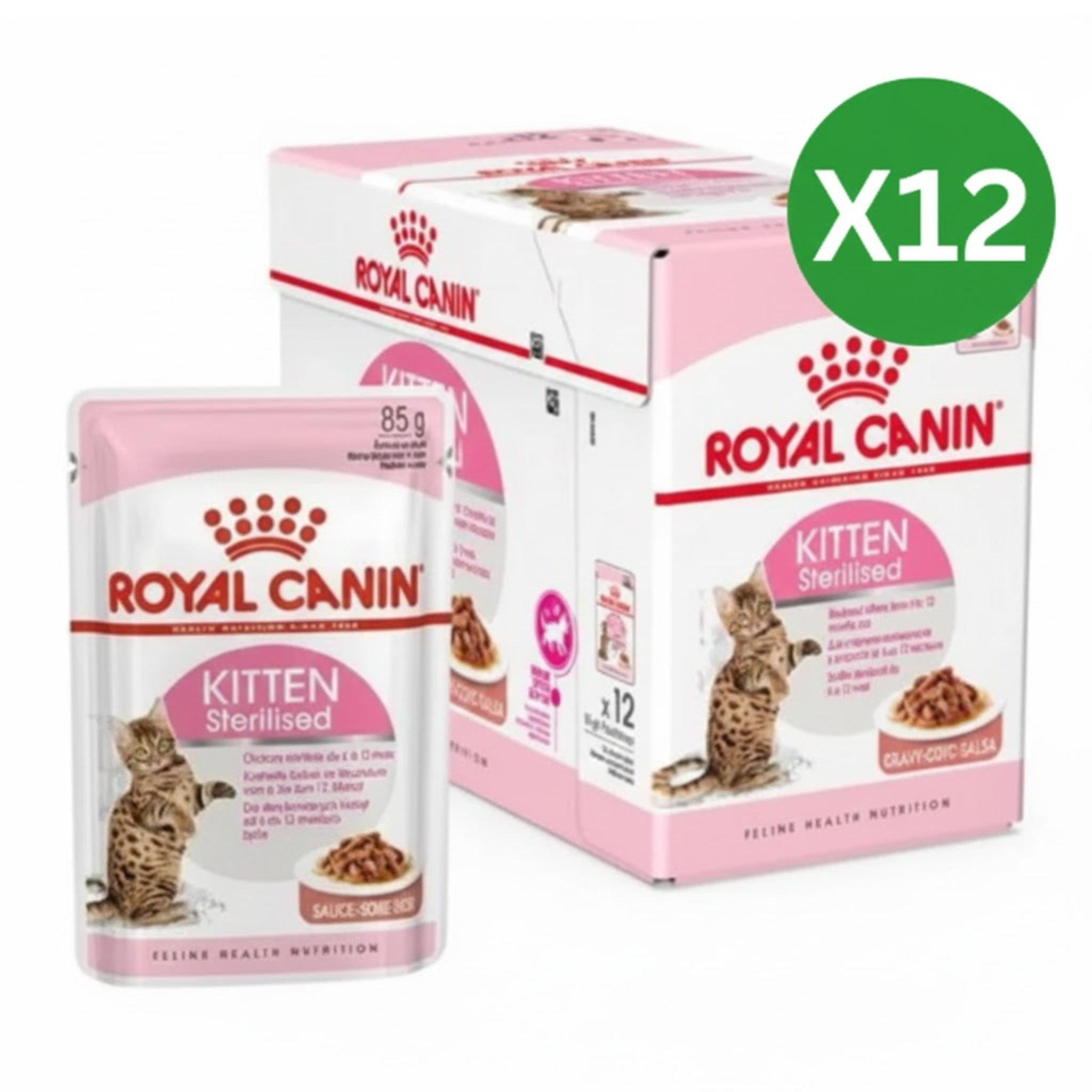 Royal Canin Feline Health Nutrition Kitten Sterilised Gravy Cat Wet Food - 12X85G