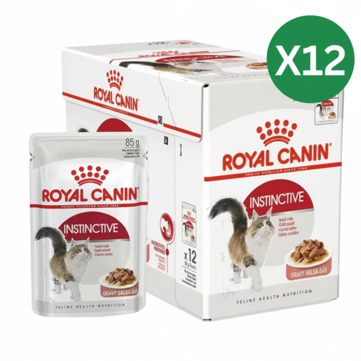 Royal Canin Feline Health Nutrition Instinctive Adult Cats Gravy Wet Food - 12X85G