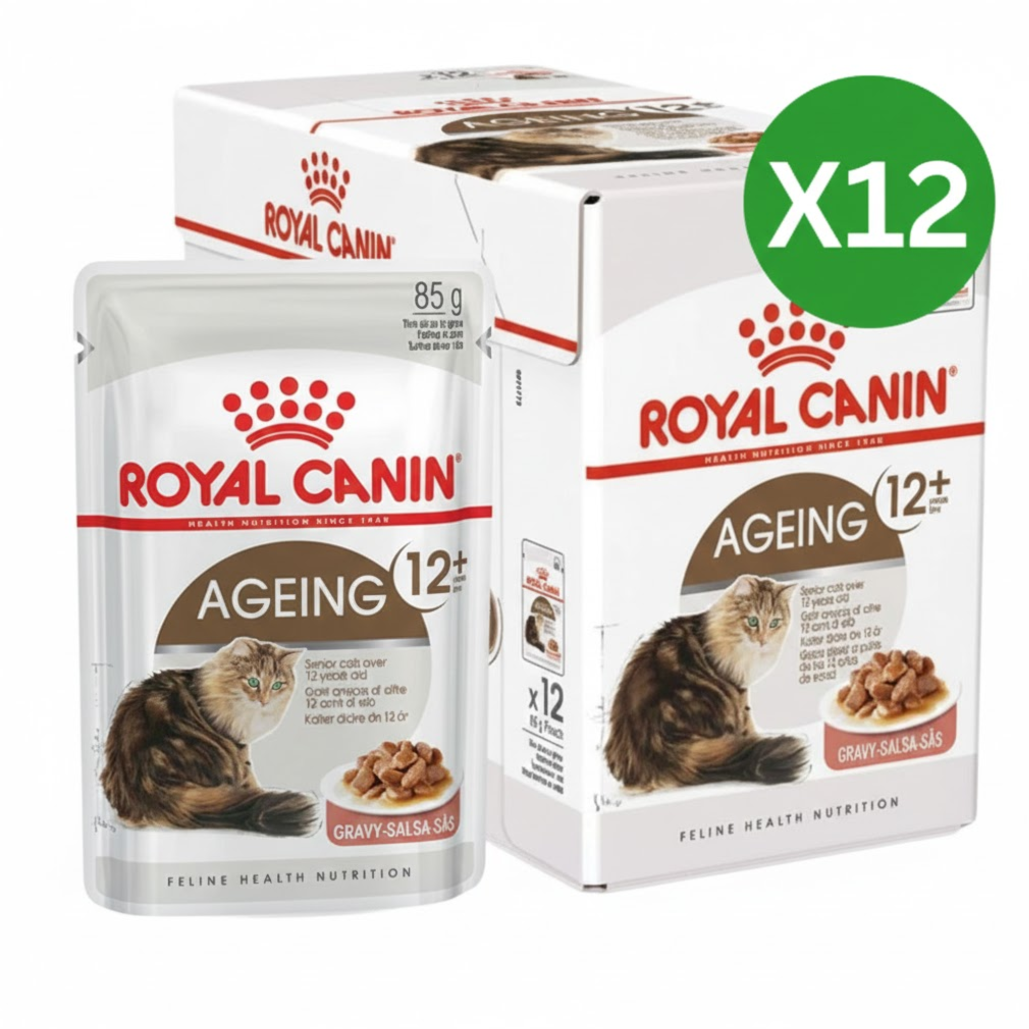 Royal Canin Feline Health Nutrition Ageing 12+ Gravy Cat Wet Food - 12X85G