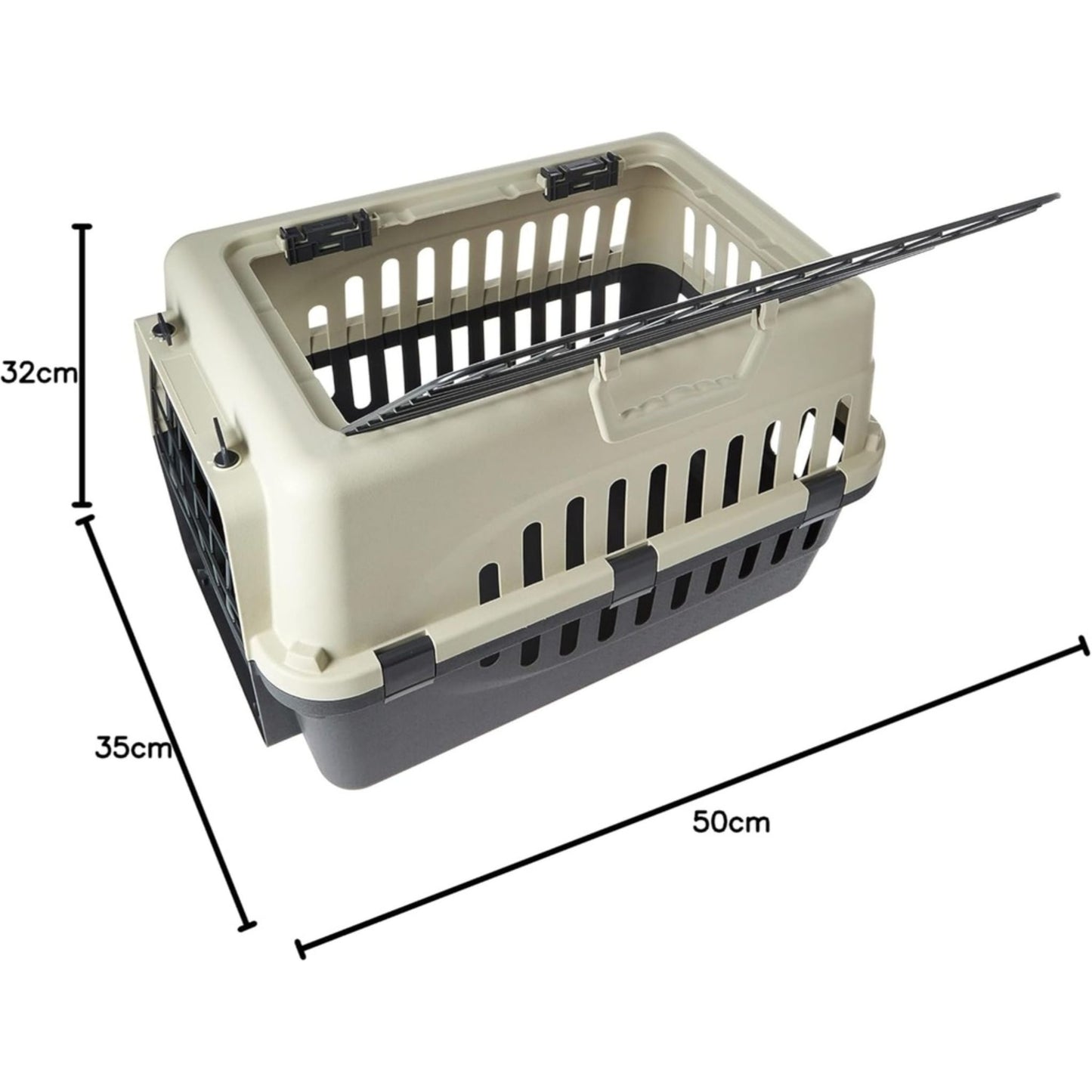 Pet Mode Plastic Pet Carrier Top & Spring Lock Front Door - 50x35x32cm