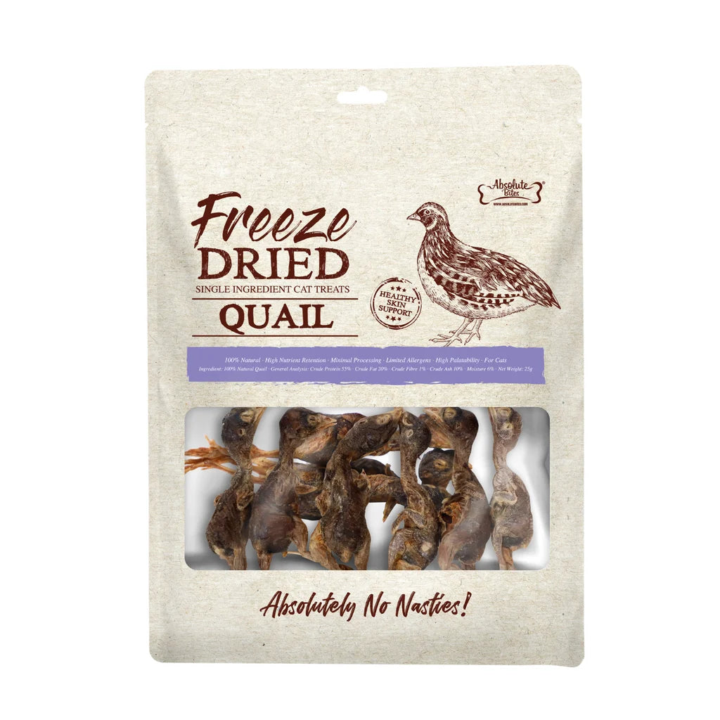 Absolute Bites Freeze Dried Cat Treat Quail - 25g