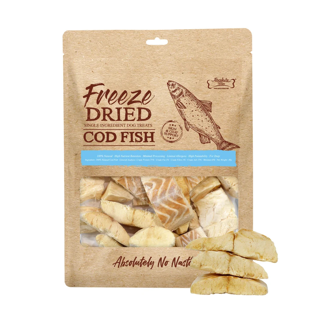Absolute Bites Freeze Dried Dog Treat Cod Fish - 30g