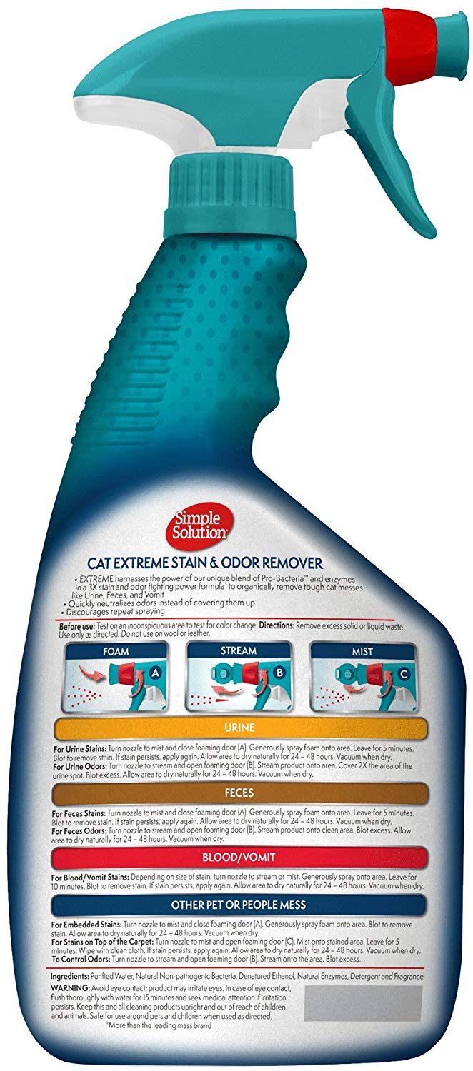 Simple Solution Cat Extreme Stain & Odour Remover 945ML  Pet Enzyme Cleaner