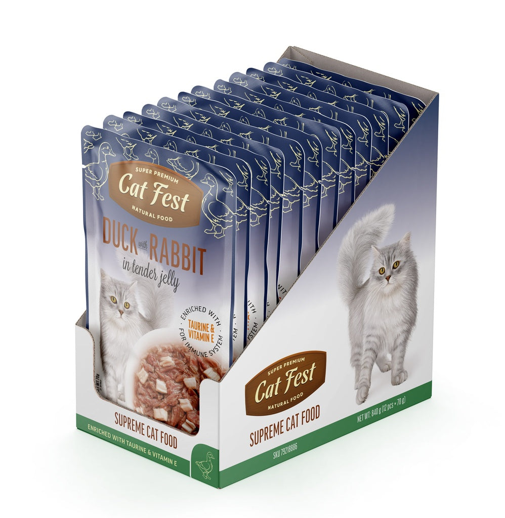 Cat Fest Duck With Rabbit In Tender Jelly For Cat Wet Food