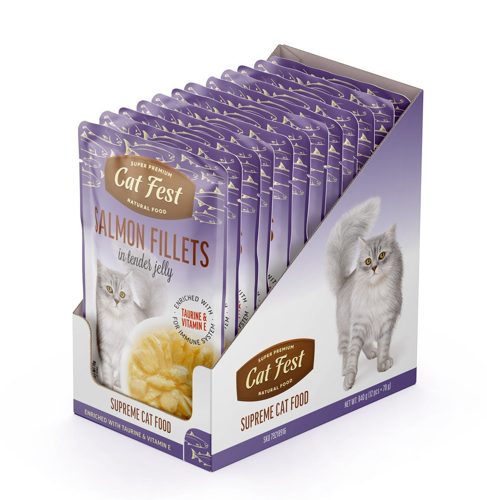 Cat Fest Salmon Fillets in Jelly Tender Wet Cat Food