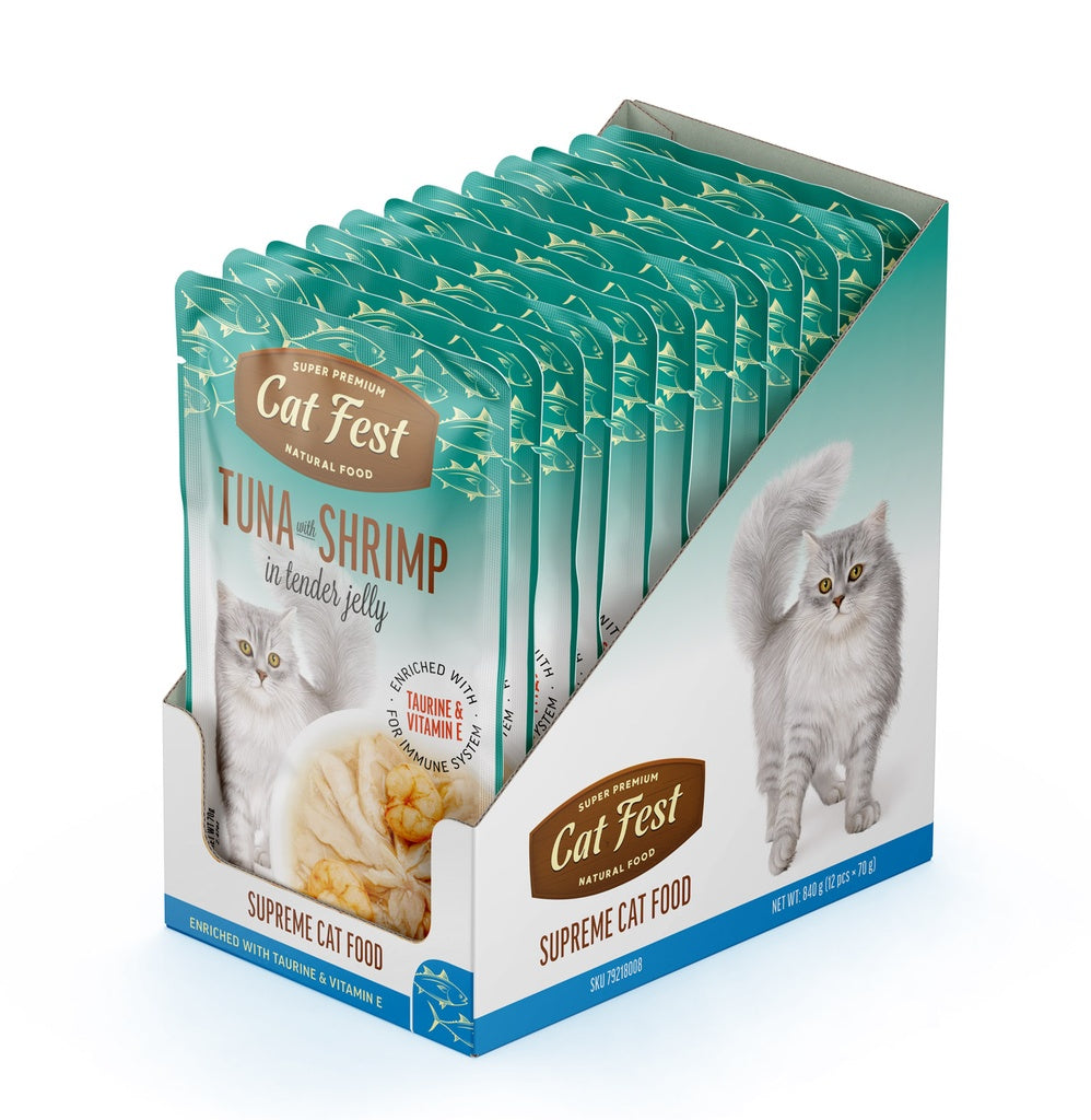 Cat Fest Tuna & Shrimp in Jelly Gourmet Seafood Cat Meal