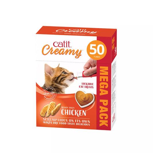 Catit Creamy Cat Treat Mega Pack Chicken - 50tubes/box