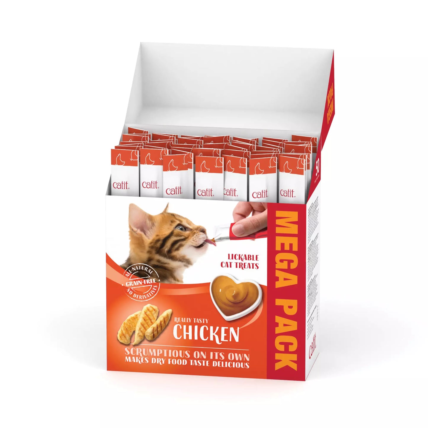 Catit Creamy Cat Treat Mega Pack Chicken - 50tubes/box