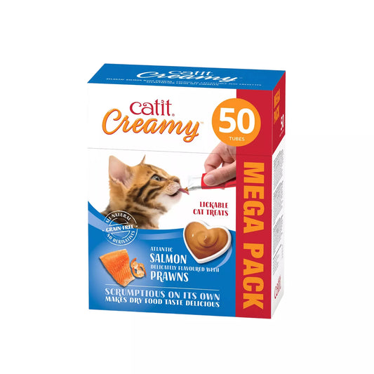 Catit Creamy Cat Treats Mega Pack Salmon & Prawn - 50tubes/box