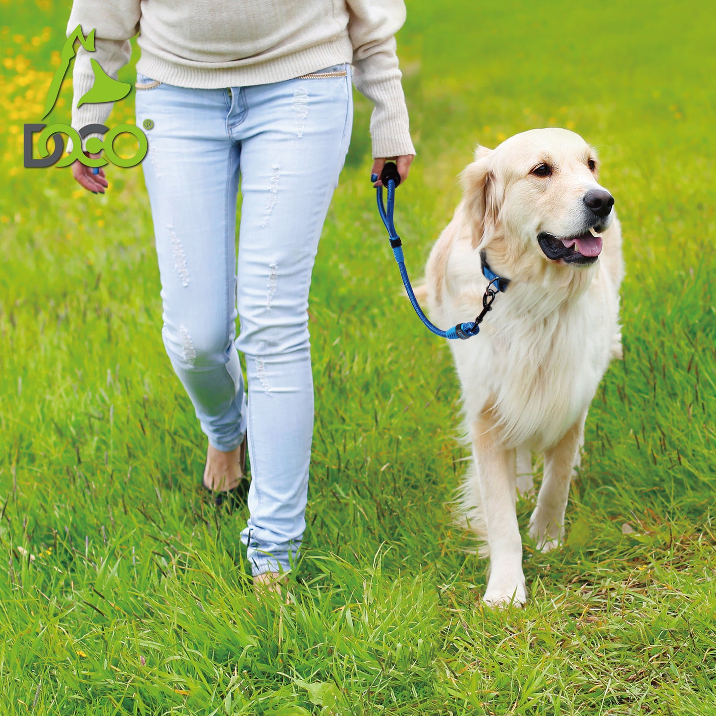 Doco 20" Rope Dog Leash with Ergocurve Foam Handle – Red, Large