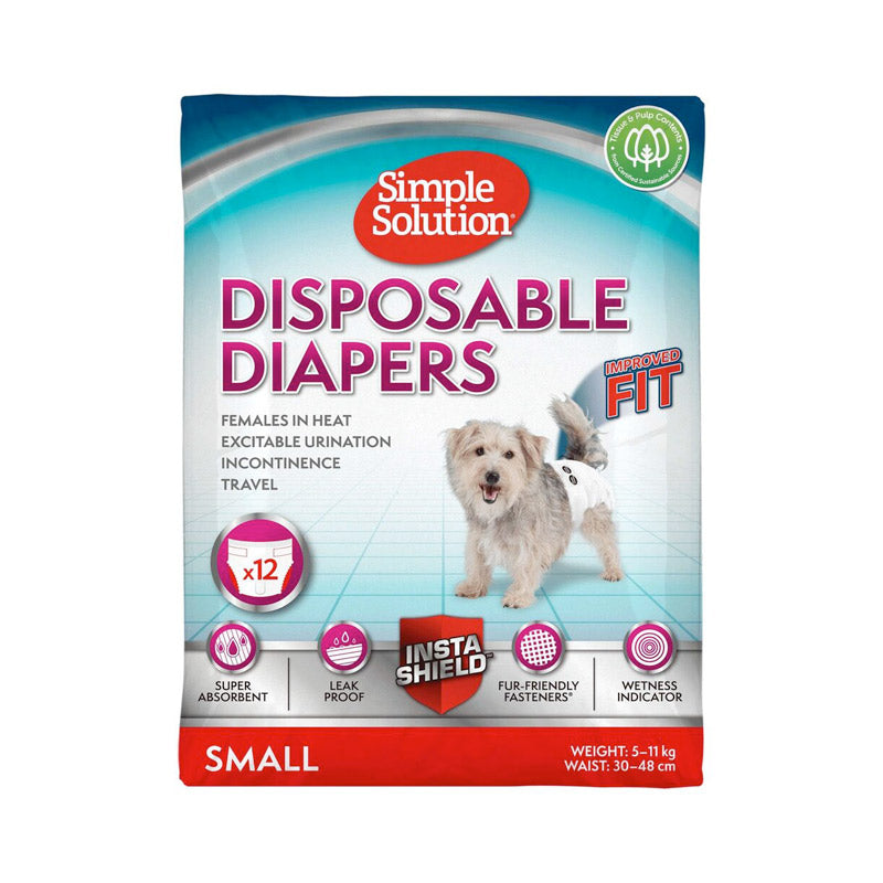 Simple Solution Disposable Dog Diapers Small (5‚11kg) ‚ 12 Pack