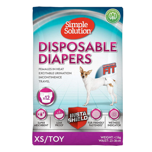 Simple Solution Dog Diapers ‚Extra Small Disposable (Up to 4kg)