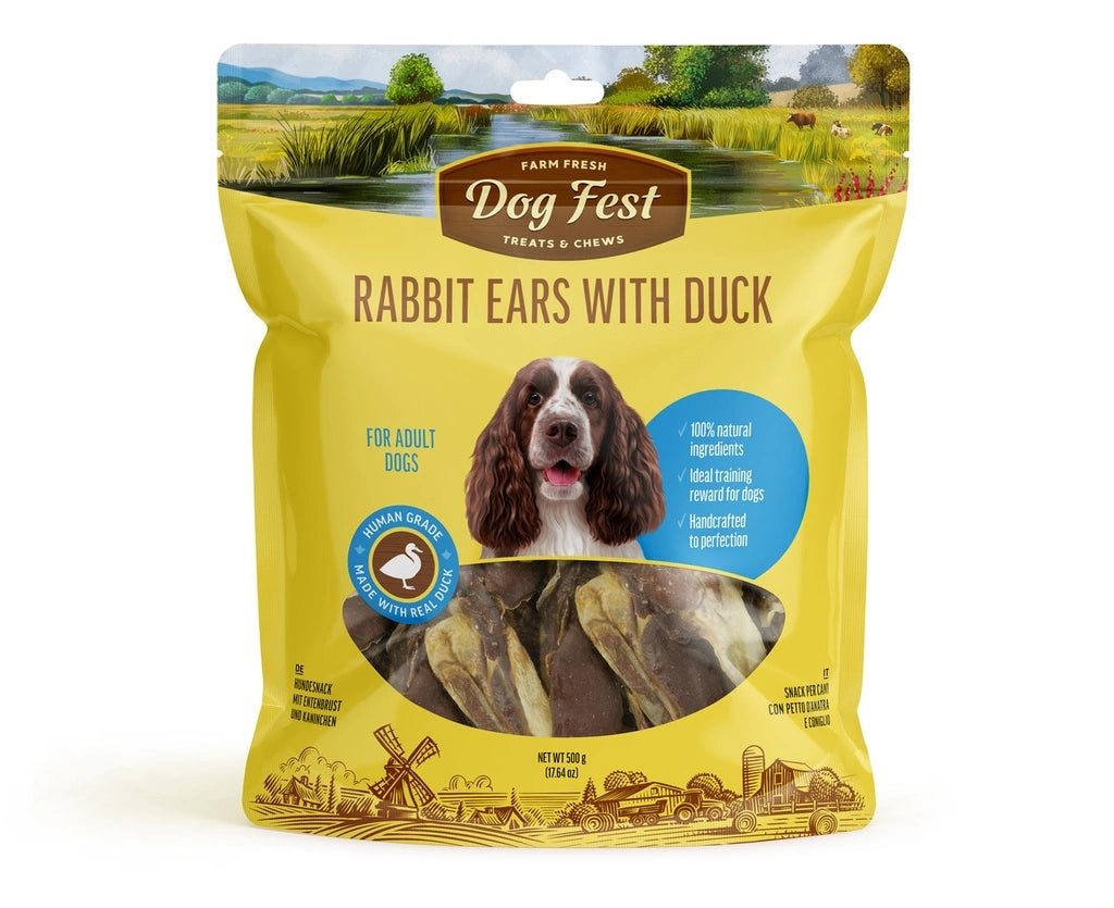 Dog Fest Adult Dog Treat Rabbit Ears With Duck