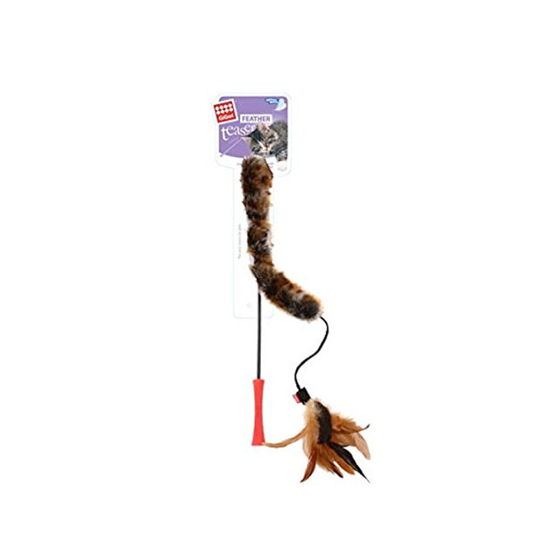 CatWand Feather Teaser Toy ‚Natural Feather & Plush Tail, TPR Handle