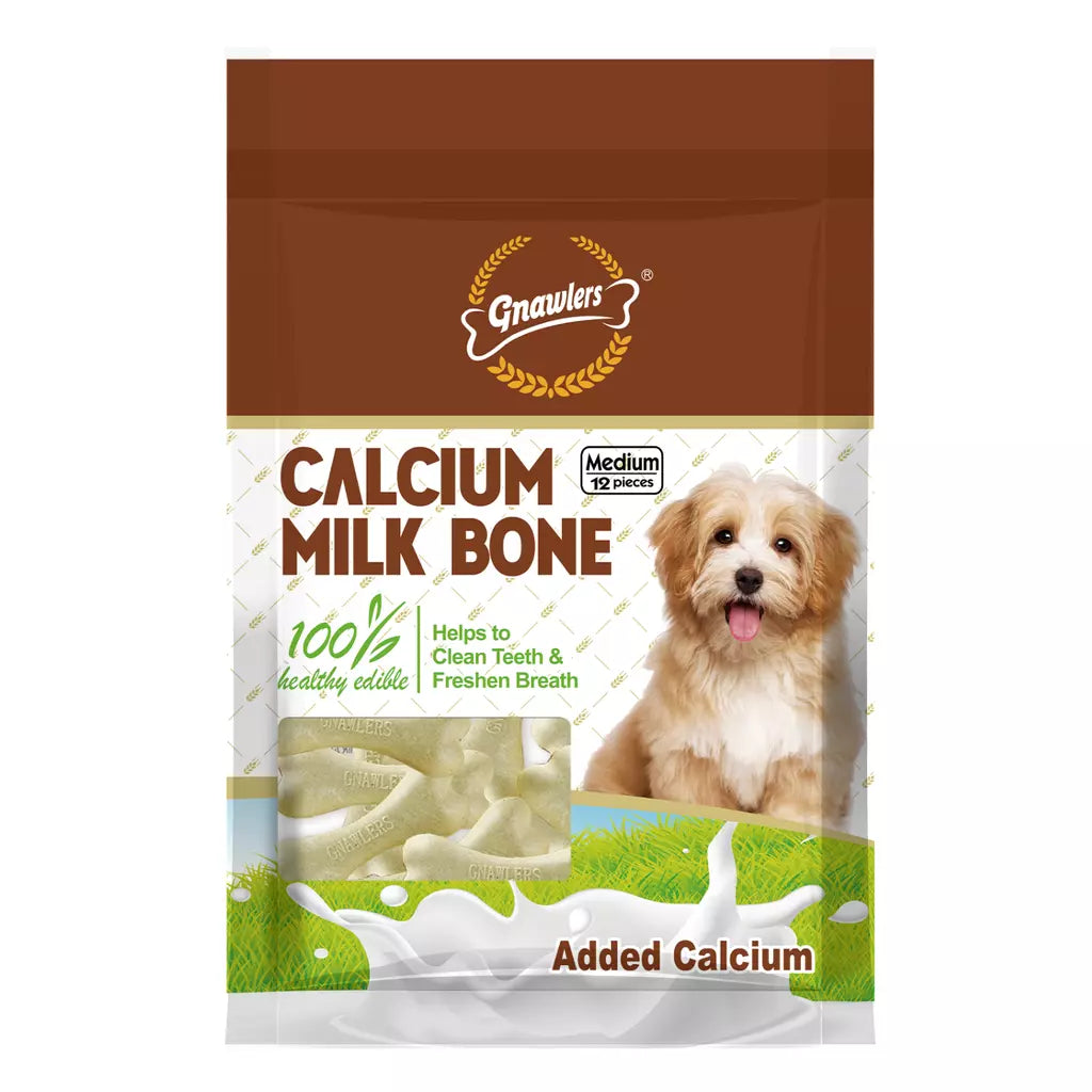 Gnawlers Calcium Milk Bone Dog Treat Snack - 12pcs/270g